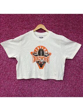 Junk Food Clothing Women's NFL Cleveland Browns Mock Neck Crop Tee XL